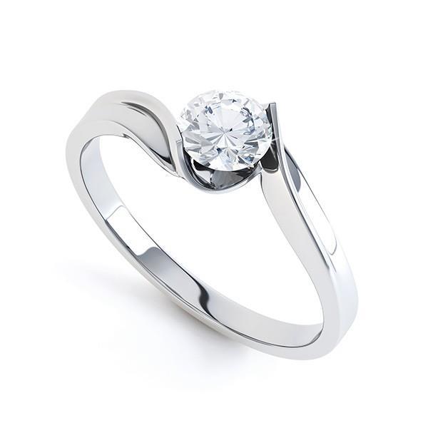 56792 Sparkling 1.10 CT Solitaire Round Cut Diamond Wedding Ring, White Gold - Size 6.5