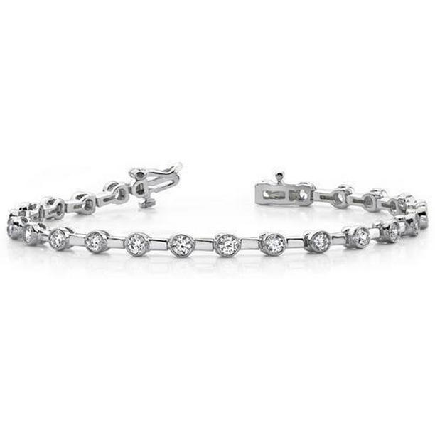 275 CT Ladies Round Bezel Set Diamond White Gold Tennis Bracelet