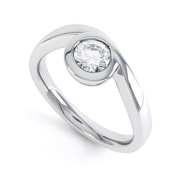 Picture of Harry Chad Enterprises 56819 Solitaire Bezel Set Round Cut 1.10 CT Diamond Engagement Ring, Size 6.5