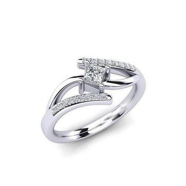 Picture of Harry Chad Enterprises 56856 Princess & Round Cut 1.50 CT Diamond Engagement Ring&#44; Size 6.5