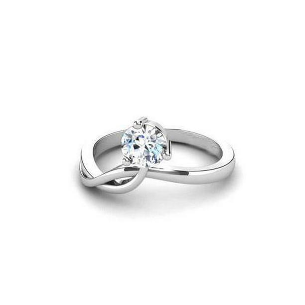 56863 1.25 CT Solitaire Twisted Shank Round Diamond Ring, White Gold - Size 6.5