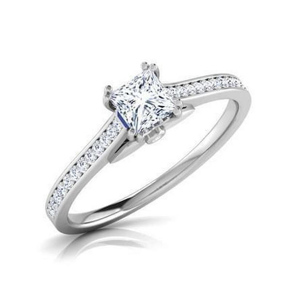 56869 Princess Cut 2 CT Diamond Engagement Ring, White Gold - Size 6.5