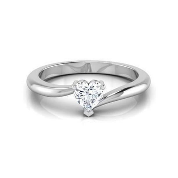 56870 Heart Shape Solitaire 1.10 CT Diamond Engagement Ring, White Gold - Size 6.5