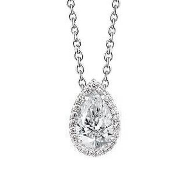 Picture of Harry Chad Enterprises 56881 Pear & Round Cut 4.24 CT Diamonds Pendant Necklace&#44; 14K White Gold