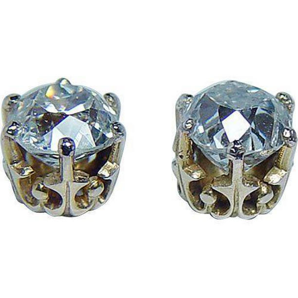 56883 2 CT Old Miner Cut Diamond Stud Womens Earrings, 14K White Gold
