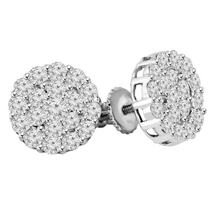 57861 Gorgeous Round 4 CT Diamond Womens Stud Earring, 14K White Gold