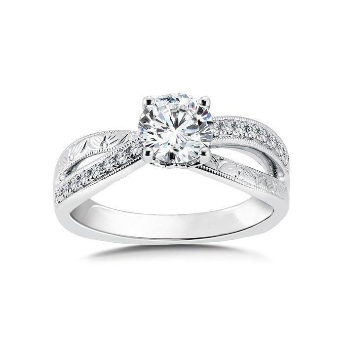 57875 2.30 CT Round Diamond Vintage Style Engagement Ring, 14K White Gold - Size 6.5