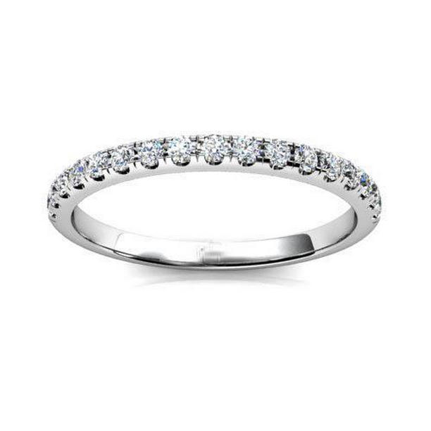 57884 0.80 CT Prong Set Round Diamond Half Eternity Band, 14K White Gold - Size 6.5