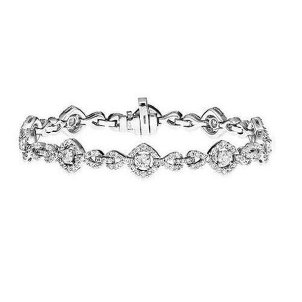 57891 6 CT Round Halo Style Womens Link Bracelet, White Gold -  Harry Chad Enterprises