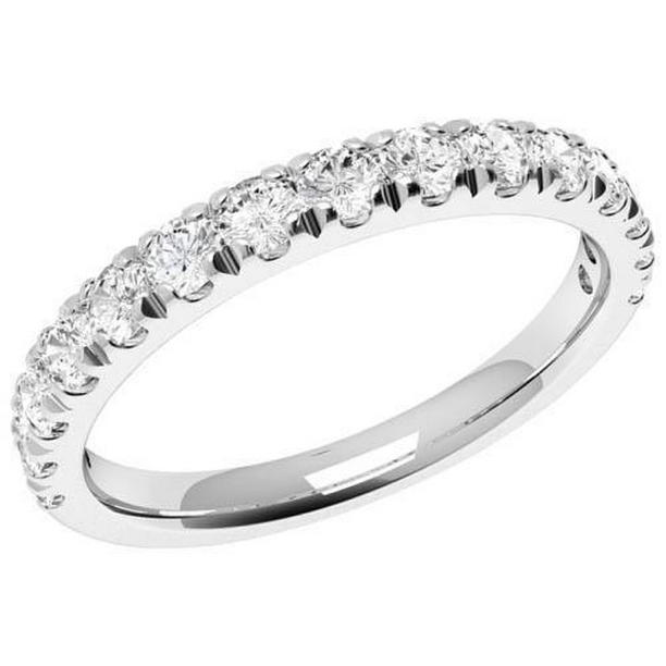 57894 2.25 CT Round Diamond Womens Half Eternity Wedding Band, Size 6.5