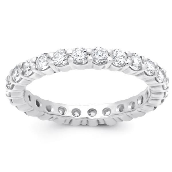 1.30 CT Round Diamond Eternity Wedding Lady Band, White Gold - Size 6.5