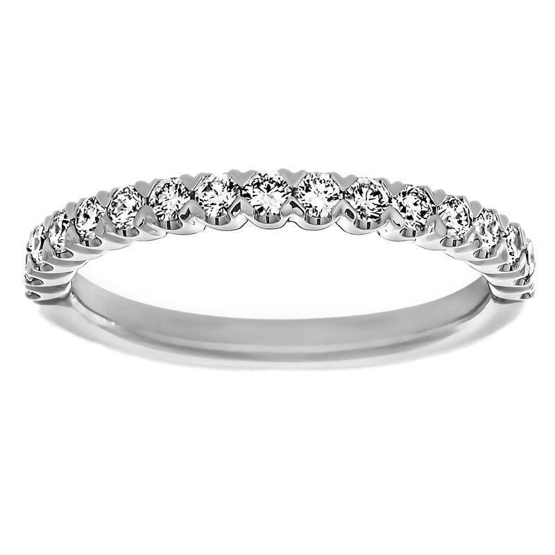 57938 1 CT Round Diamond Half Eternity Anniversary Band, White Gold - Size 6.5