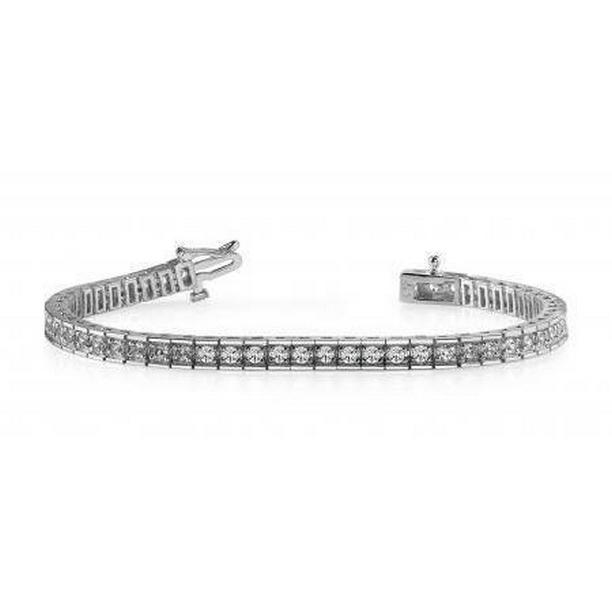 57946 14K White Gold 7.50 CT Round Brilliant Cut Diamonds Tennis Bracelet