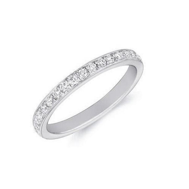 57950 1.05 CT Round Cut Diamonds Eternity Wedding Band, 14K Gold - Size 6.5