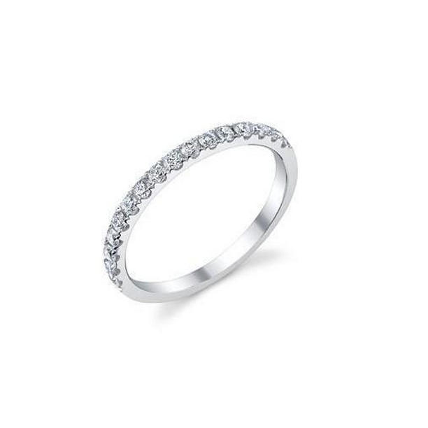 57954 Round Cut 0.80 CT Diamonds Half Eternity Wedding Band, 14K Gold - Size 6.5