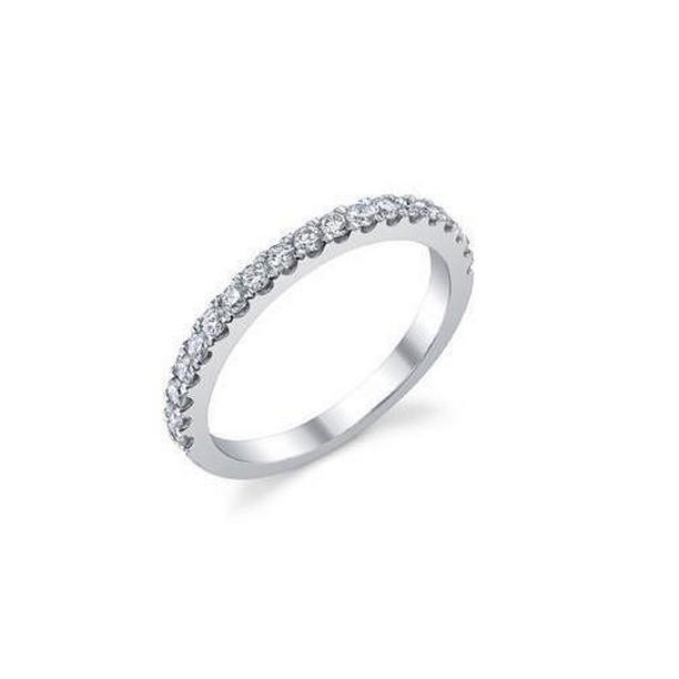 57960 1 CT Diamonds Lady Half Eternity Wedding Band, White Gold - Size 6.5