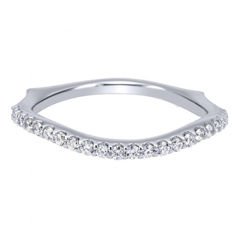 57965 0.66 CT Round Diamond Half Eternity Wedding Band, White Gold - Size 6.5