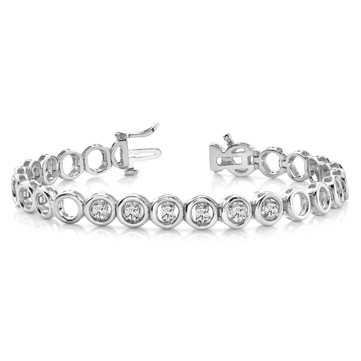 58980 1.20 CT Round Brilliant Cut Diamonds Lady Bracelet, 14K White Gold