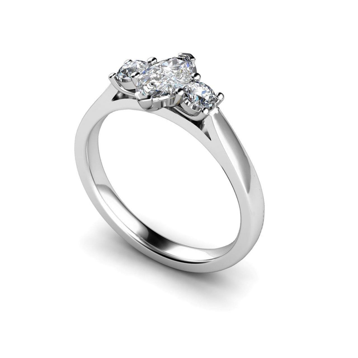 58999 Marquise & Round Cut 1.55 CT Diamonds Three Stone Ring, Size 6.5