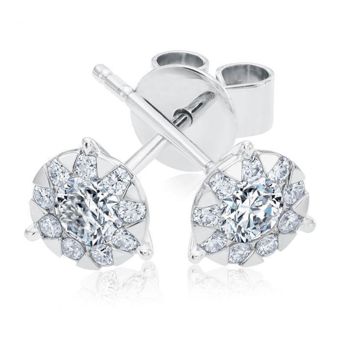 2.76 CT Round Cut Diamonds Womens Stud Earrings, 14K White Gold