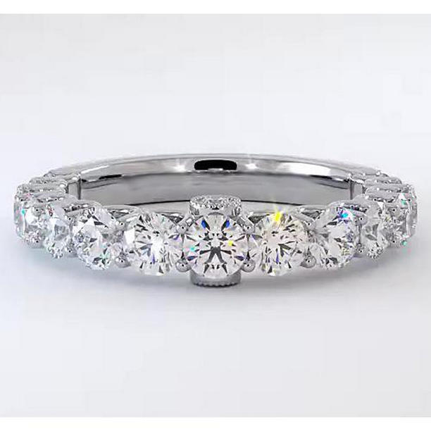 59043 1.75 CT Graduated Round Diamond Band, 14K White Gold - Size 6.5