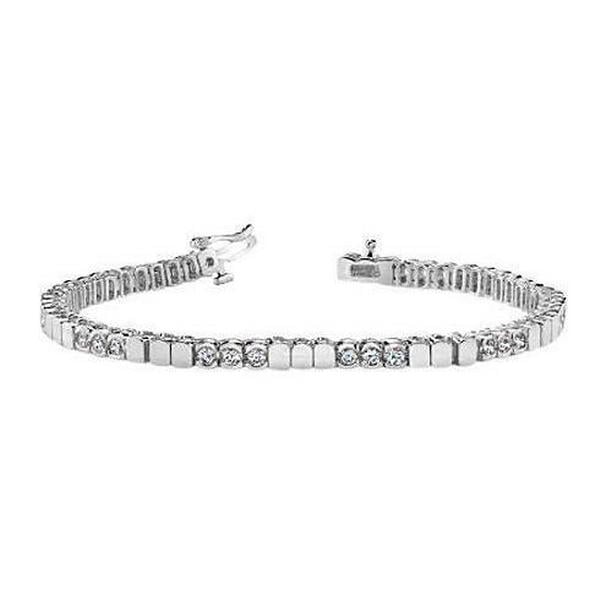 59171 6 CT 14K White Gold Round Diamond Bezel Set Tennis Bracelet