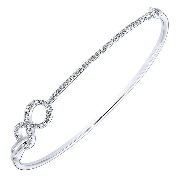 59177 Gorgeous Round Cut 3.25 CT Diamonds Bangle, 14K White Gold