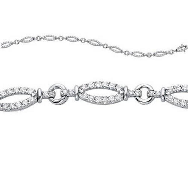 3.5 CT Round Diamond Oval Style Link Solid 14K White Gold Bracelet