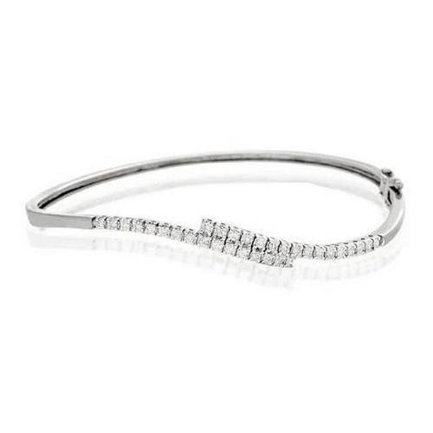 1.60 CT Round Cut Diamonds Womens Bangle, 14K White Gold