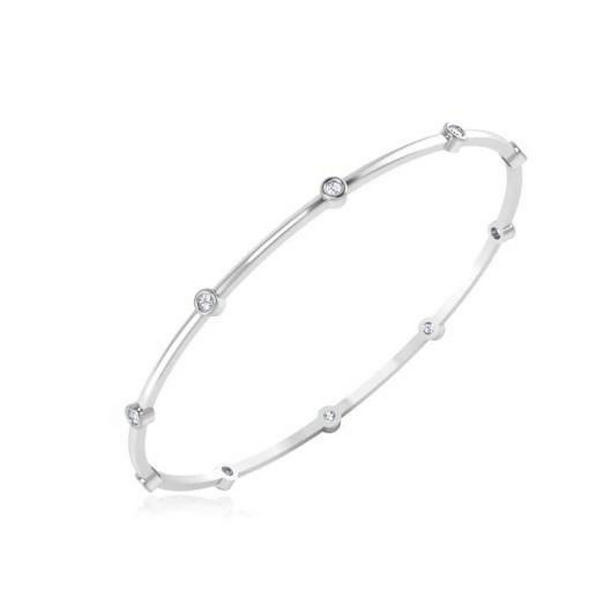 59183 Round Brilliant Cut 2 CT Diamonds Bangle, 14K White Gold