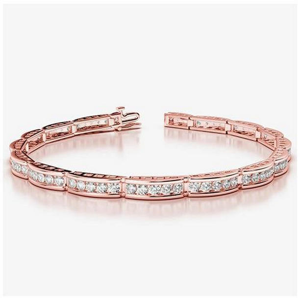 59186 4.70 CT Round Brilliant Cut Diamonds Bracelet, 14K Rose Gold