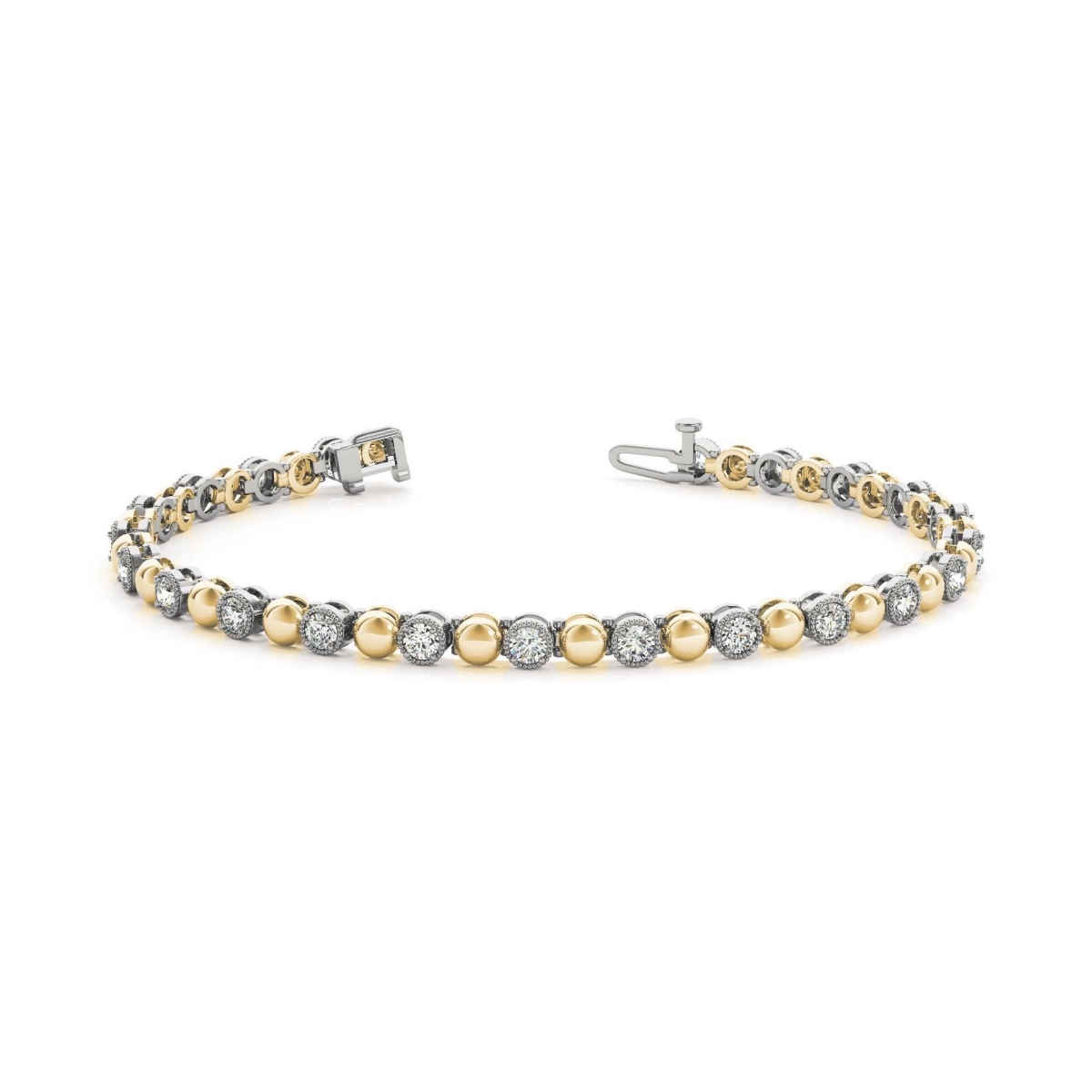 3.15 CT Sparkling Brilliant Cut Diamonds Bracelet, 14K Gold