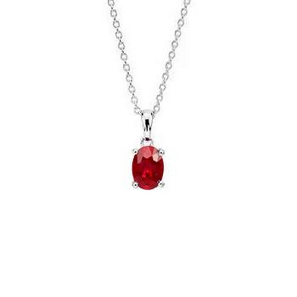 Picture of Harry Chad Enterprises 59197 3 CT Womens 14K White Gold Oval Cut Red Ruby Gemstone Pendant