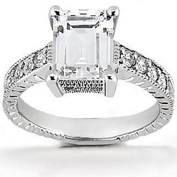 5927 Diamond 1.50 CT Vintage Style Engagement Ring, 14K White Gold - Size 6.5