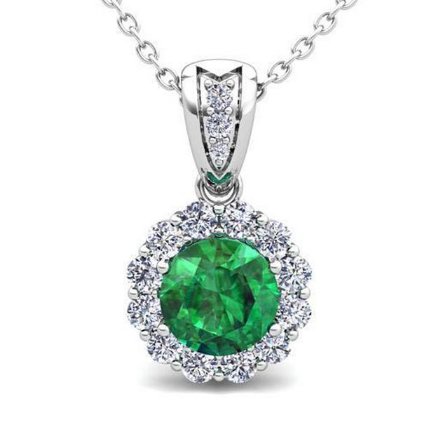 Picture of Harry Chad Enterprises 59306 6.40 CT Colombian Emerald & Diamond Gemstone Pendant
