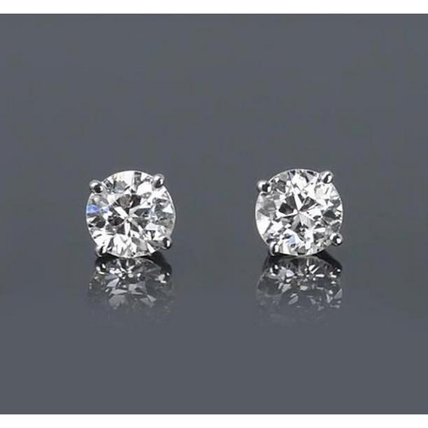 60060 Round Diamond 1.50 CT Basket Set Stud Earrings, 14K White Gold