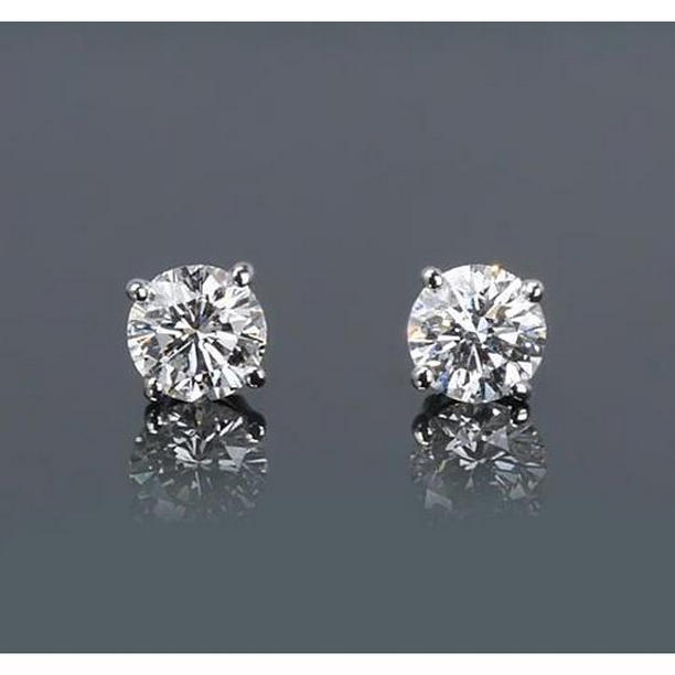Round Diamond 1.50 CT Prong Style Stud Earrings, 14K White Gold
