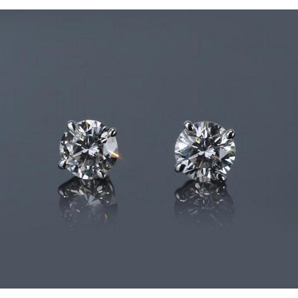 60064 Round Diamond 1 CT 14K White Gold Stud Earrings