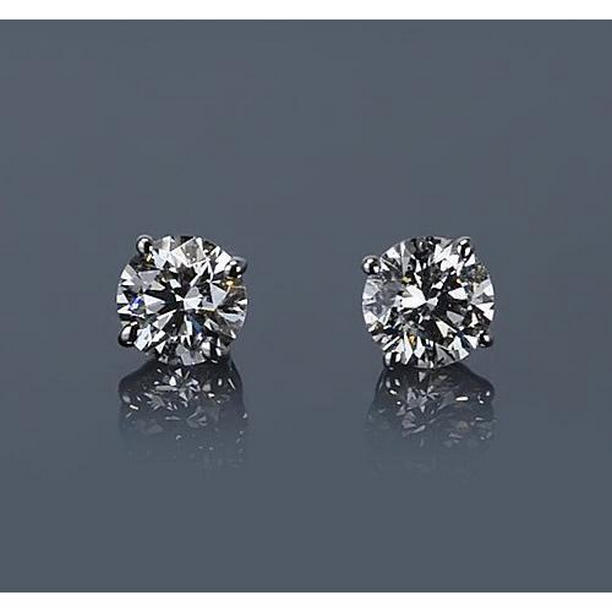 60066 1.50 CT Round Diamond Stud Basket Set Earring, 14K White Gold
