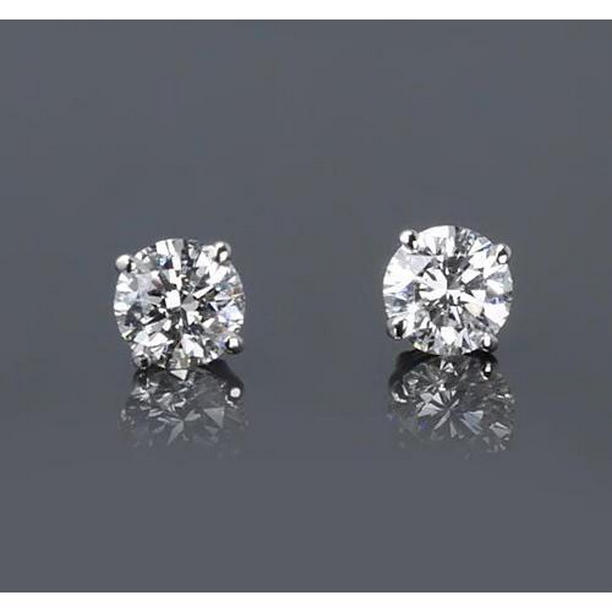 1.50 CT Round Diamond Stud Earring, 14K White Gold