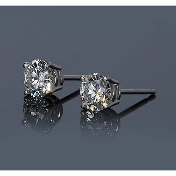 60069 1.50 CT Prong Round Diamond Stud Earring, 14K White Gold