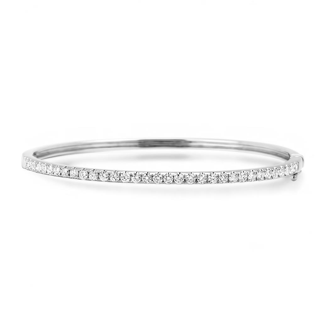 60079 3.20 CT Round Cut Diamonds Womens Bangle, 14K Gold
