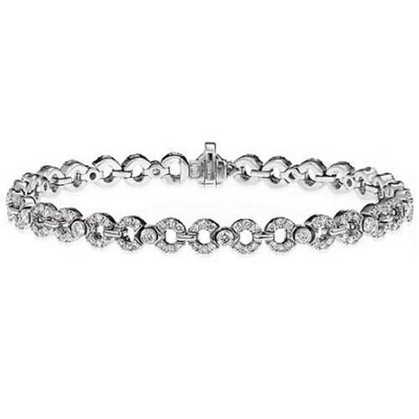 60081 3 CT White Gold Round Diamond Circle Shape Gold Bracelet