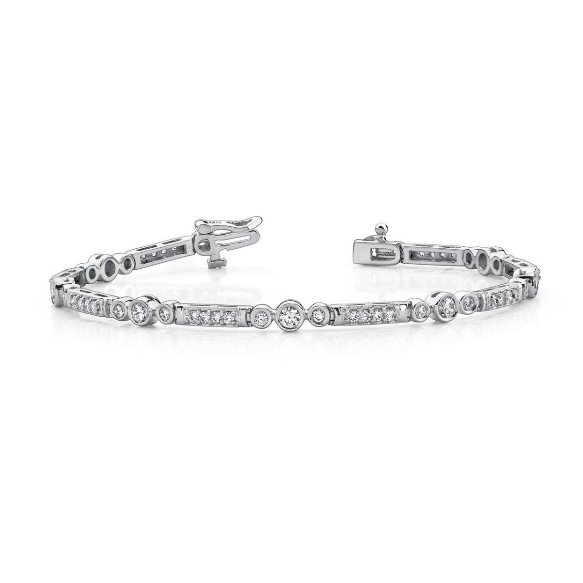 60088 4.15 CT 14K White Gold Round Cut Diamond Lady Fine Bracelet