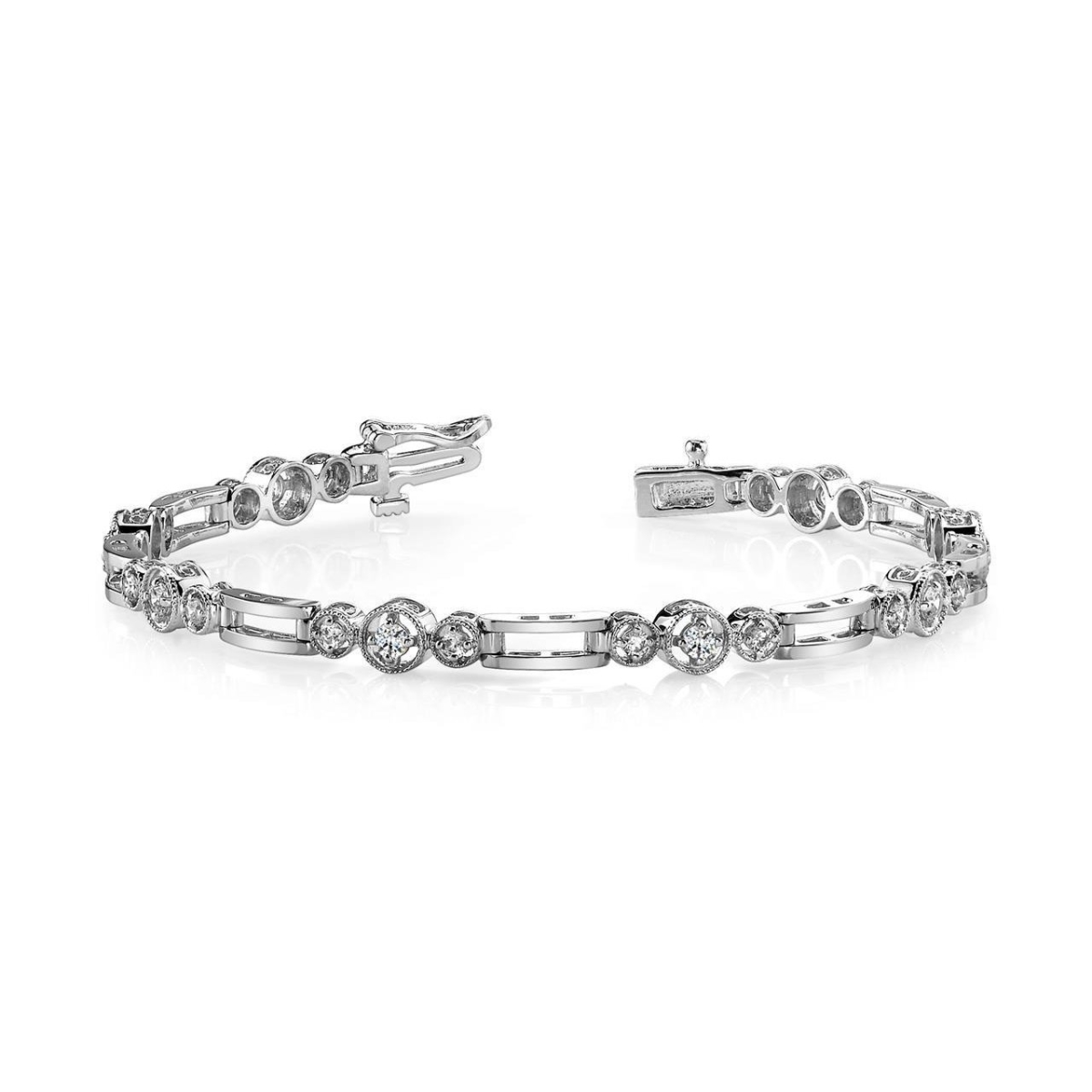 60090 3.20 CT Round Diamond Link White Gold Bracelet