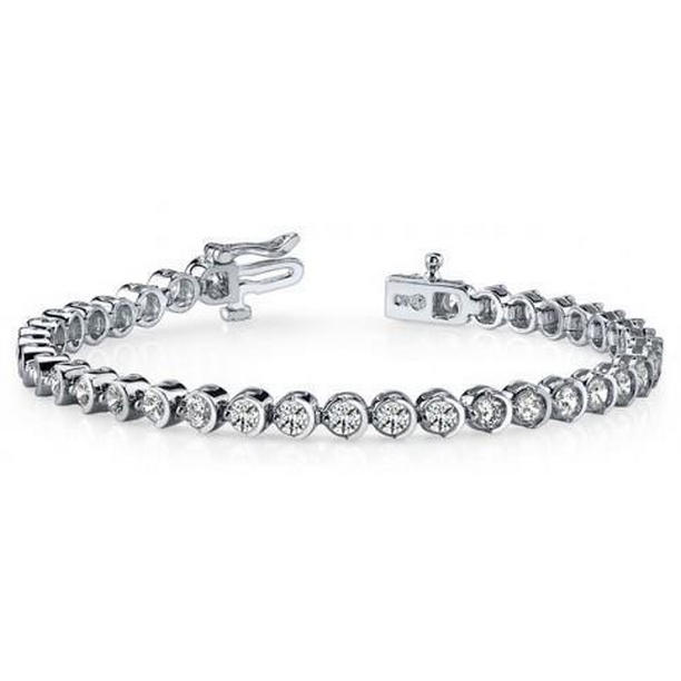 60100 5.55 CT Round Diamond Solid White Gold Fine Tennis Bracelet