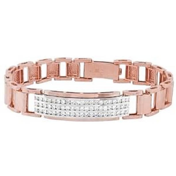 14K Rose Gold Mens Diamond 3 CT Diamond Bracelet
