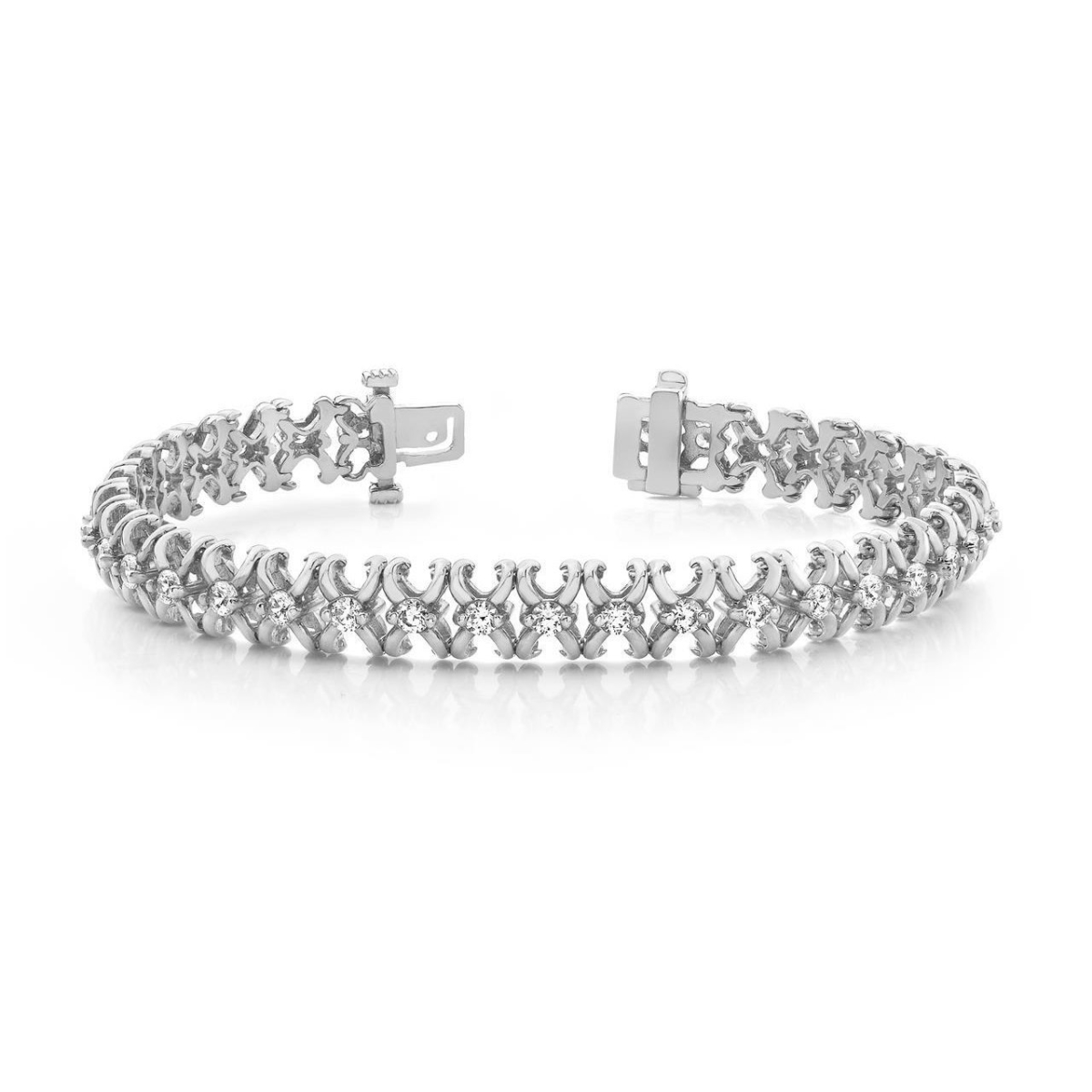 60121 Styled X Link 3.75 CT Round Diamonds Bracelet, 14K White Gold