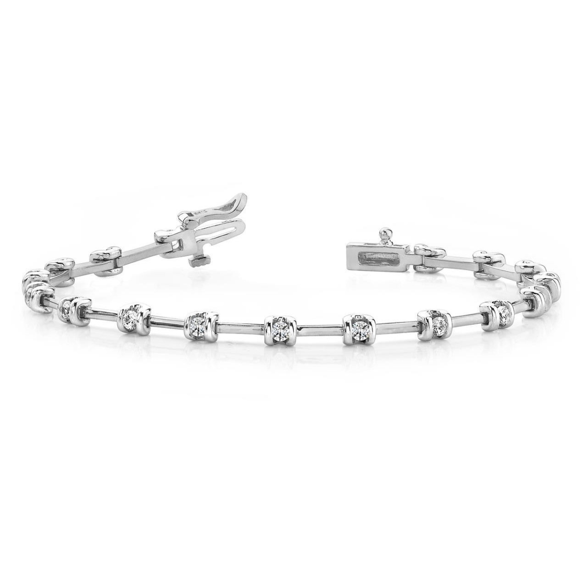 60127 425 CT Gorgeous Round Diamonds Channel Set Bracelet 14K White Gold
