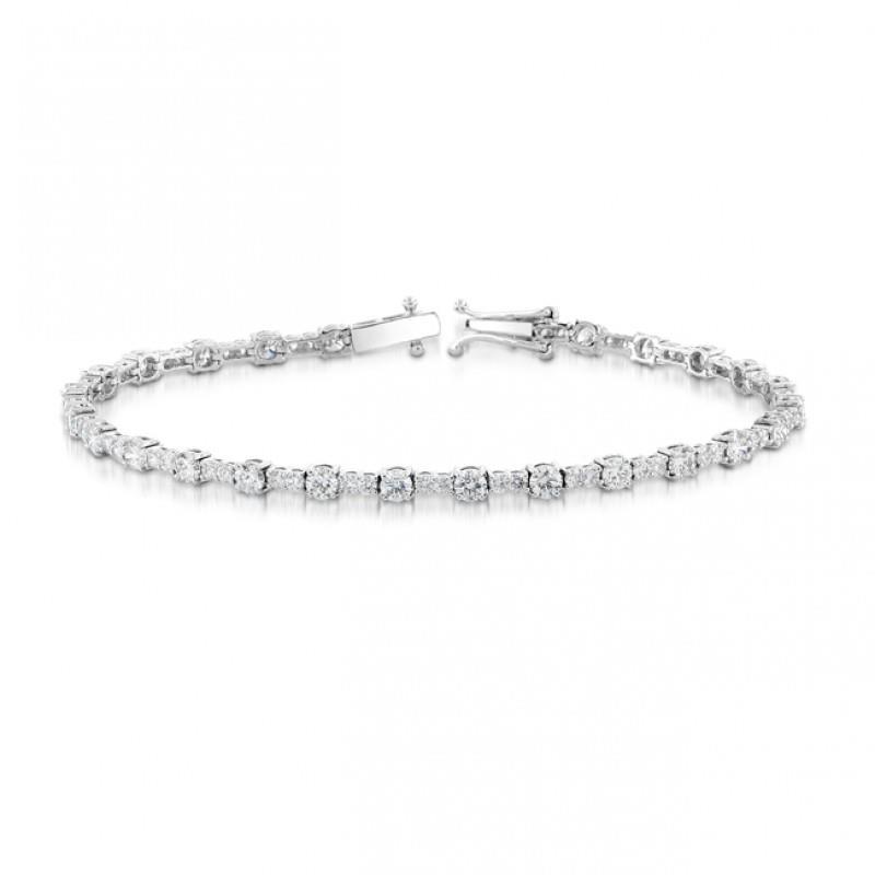 60135 6 CT Prong Set Round Cut Diamond Tennis Bracelet, 14K White Gold